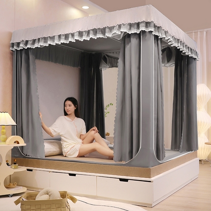 初心2025新款242遮光坐床床帘蚊帐鑫系列 绅士灰