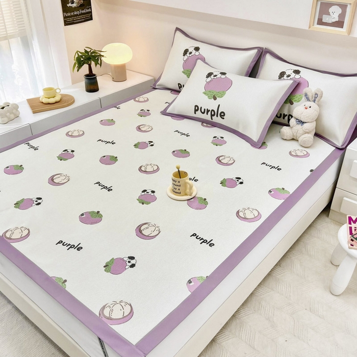 91家纺网 家纺一手货源 找家纺 全季家居 2024新款5A抗菌小清新数码印花冰藤席 山竹（床席款）