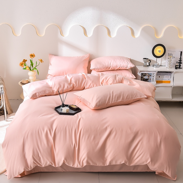 91家纺网 家纺一手货源 找家纺 简爱家纺 2025新款水洗真丝四件套 戴妃粉