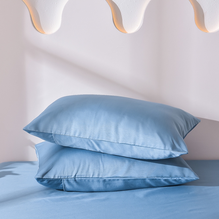 91家纺网 家纺一手货源 找家纺 简爱家纺 2025新款水洗真丝四件套 冰蓝