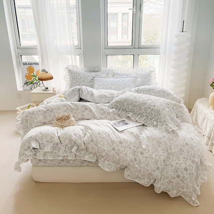 91家纺网 家纺一手货源 找家纺 （总）宜凡家纺 2024新款全棉印花夹棉床笠四件套