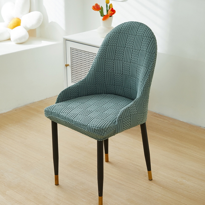 91家纺网 家纺一手货源 找家纺 共鸣沙发套 2024新款摇粒绒提花交织纹系列椅套（扶手款弧形椅套） 格纹-墨绿