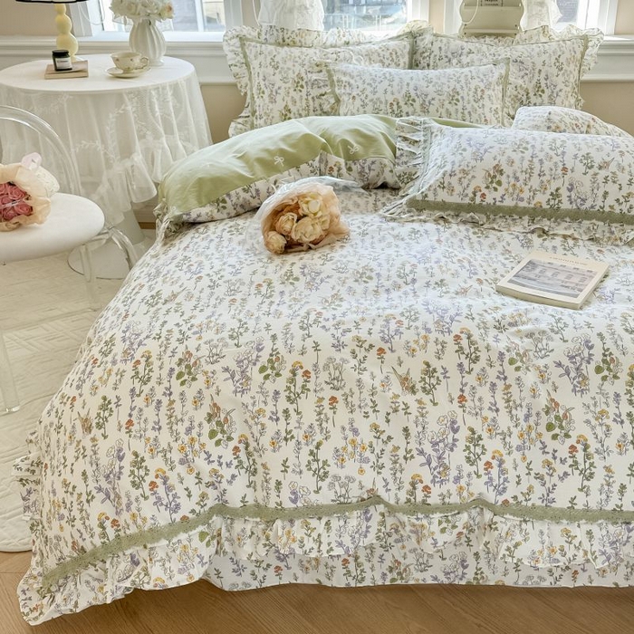 91家纺网 家纺一手货源 找家纺 眠屿家纺 2024新款全棉40支13372花边四件套 浅香