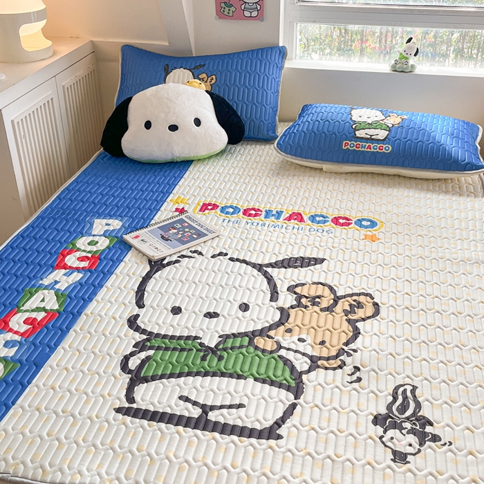 91家纺网 家纺一手货源 找家纺 金爱家 2024新款乳胶凉席-库洛米系列 蓝色点点帕哈狗