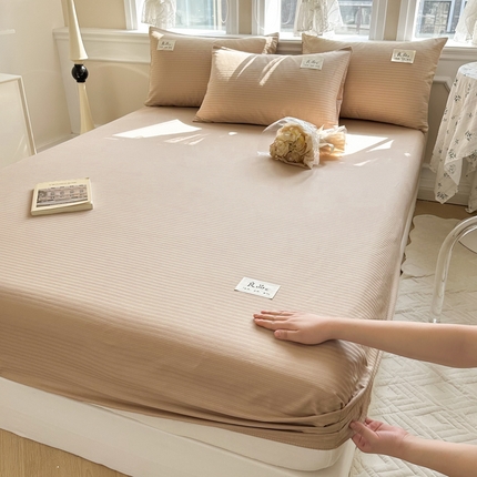 91家纺网 家纺一手货源 找家纺 眠博士 2024新款A类轻奢时尚全棉60贡缎提花床笠 床笠-提花雅咖