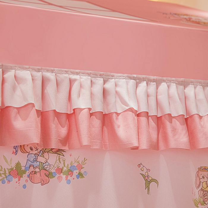 91家纺网 家纺一手货源 找家纺 迪凡保罗 2025新款城堡遮光防摔坐床蚊帐 花园小兔