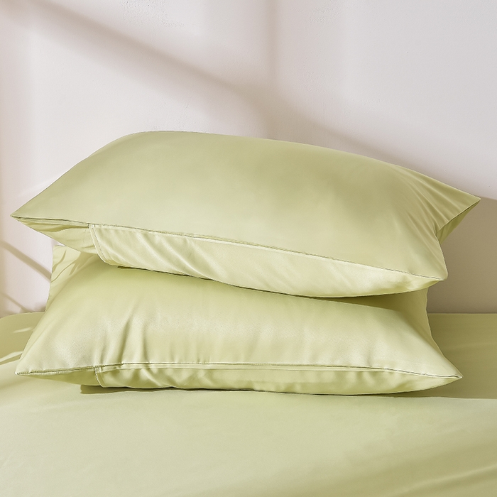 91家纺网 家纺一手货源 找家纺 简爱家纺 2025新款水洗真丝四件套 仙草绿