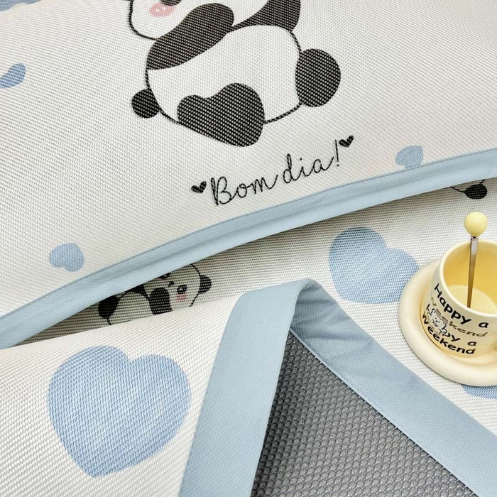 91家纺网 家纺一手货源 找家纺 全季家居 2024新款5A抗菌小清新数码印花冰藤席 爱心熊猫（床席款）