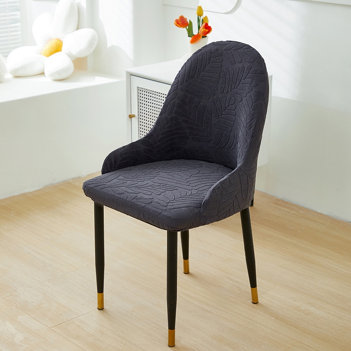 91家纺网 家纺一手货源 找家纺 共鸣沙发套 2024新款臻品提花系列椅套（扶手款弧形椅套） 织叶-碳灰