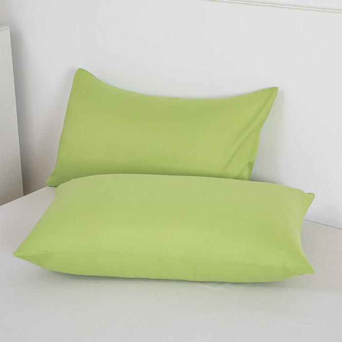 91家纺网 家纺一手货源 找家纺 莎臣豹 2025新款水洗棉磨毛纯色双拼简约风撞色四件套 抹茶绿