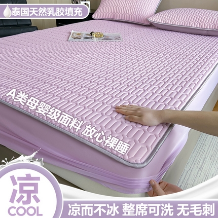 91家纺网 家纺一手货源 找家纺 （总）福来临 2025新款A类纯色凉感丝含胶床笠三件套凉席