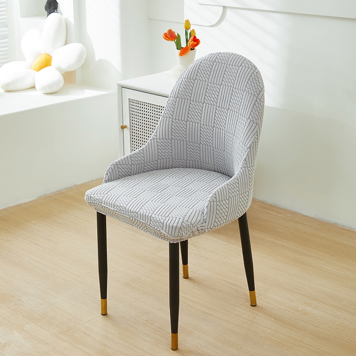 91家纺网 家纺一手货源 找家纺 共鸣沙发套 2024新款摇粒绒提花交织纹系列椅套（扶手款弧形椅套） 格纹-浅灰