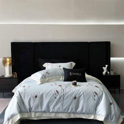 馨蕊家居 2024新款全棉四件套——棉玫瑰佳人 玫瑰佳人-北卡蓝