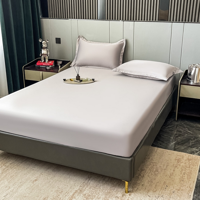 91家纺网 家纺一手货源 找家纺 宅家居 2024新款贡缎水洗真丝单品床笠三件套 绅士灰