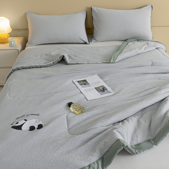 91家纺网 家纺一手货源 找家纺 梦初语 2024新款超柔泡泡棉夏被 灰色