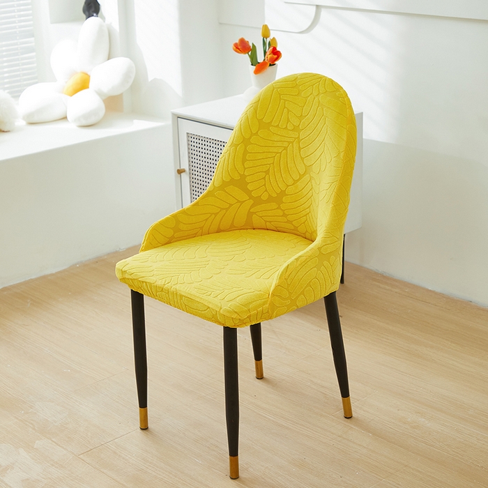 91家纺网 家纺一手货源 找家纺 共鸣沙发套 2024新款臻品提花系列椅套（扶手款弧形椅套） 织叶-柠黄