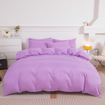 91家纺网 家纺一手货源 找家纺 （总）莎臣豹 2025新款水洗棉磨毛纯色双拼简约风撞色四件套