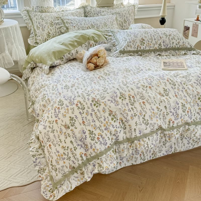 91家纺网 家纺一手货源 找家纺 眠屿家纺 2024新款全棉40支13372花边四件套 浅香