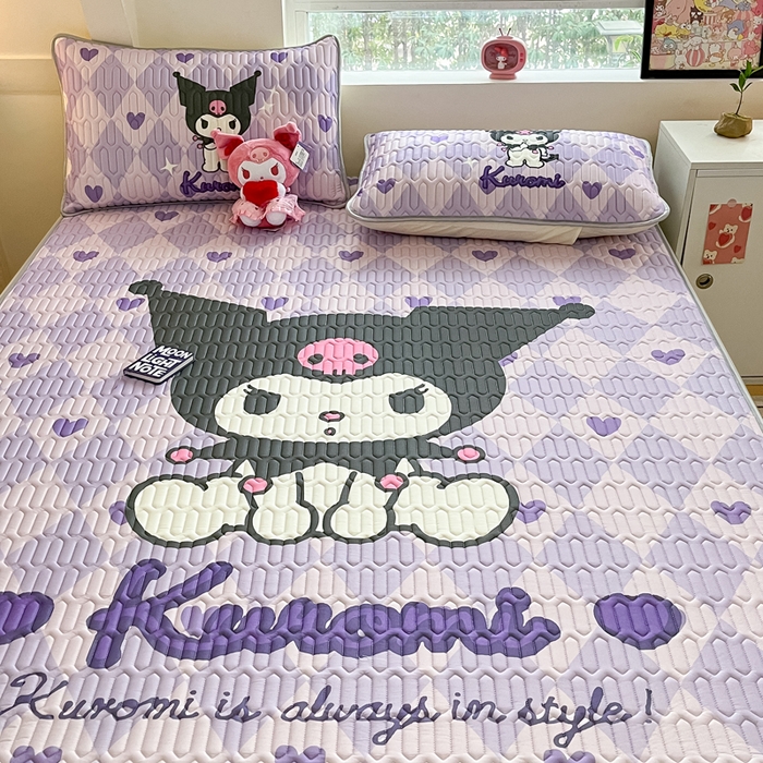 91家纺网 家纺一手货源 找家纺 金爱家 2024新款乳胶凉席-库洛米系列 桃心库洛米