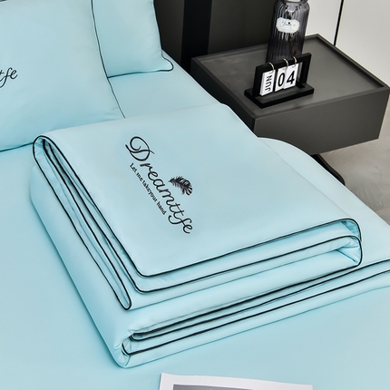 91家纺网 家纺一手货源 找家纺 （总）益多眠 2024爆款水洗真丝夏被四件套冰丝夏被轻奢夏被空调被羽毛夏被四件套绣花夏被