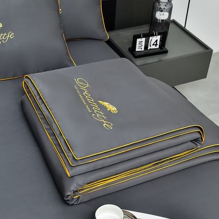 91家纺网 家纺一手货源 找家纺 （总）益多眠 2024爆款水洗真丝夏被四件套冰丝夏被轻奢夏被空调被羽毛夏被四件套绣花夏被