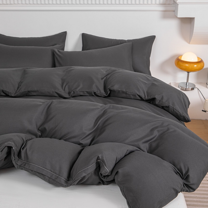 91家纺网 家纺一手货源 找家纺 （总）莎臣豹 2025新款水洗棉磨毛纯色双拼简约风撞色四件套