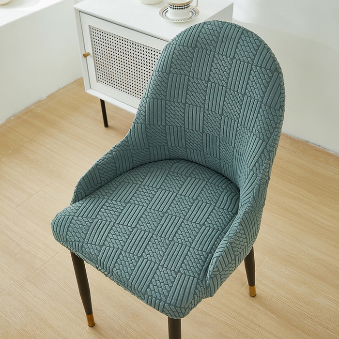 91家纺网 家纺一手货源 找家纺 共鸣沙发套 2024新款摇粒绒提花交织纹系列椅套（扶手款弧形椅套） 格纹-墨绿