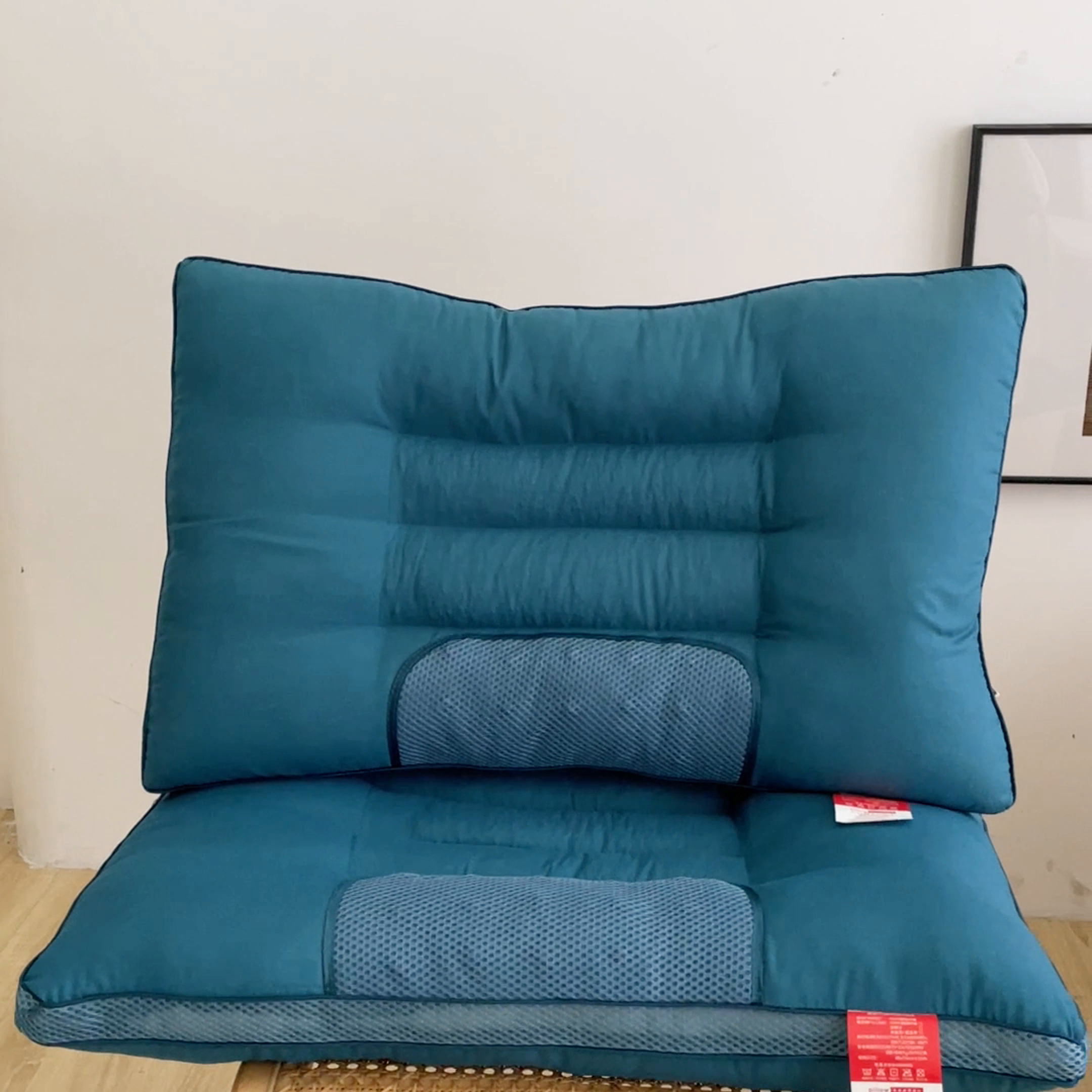 91家纺网 家纺一手货源 找家纺 芯元素 2024新款磁石荞麦保健枕 双边磁石荞麦-蓝