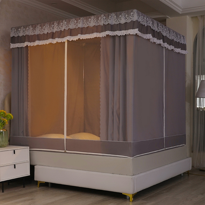 91家纺网 家纺一手货源 找家纺 初心2025新款坐床遮光蚊帐系列 星辰灰