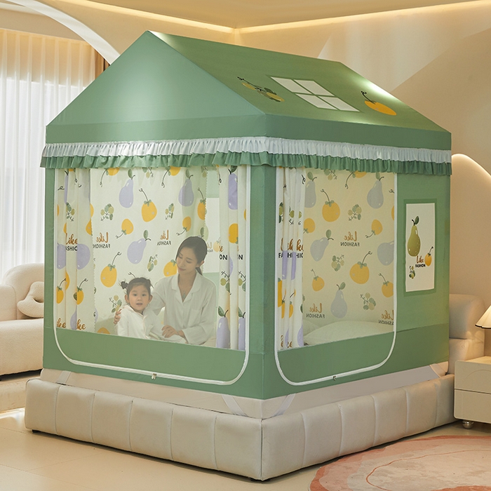 91家纺网 家纺一手货源 找家纺 迪凡保罗 2025新款城堡遮光防摔坐床蚊帐 大吉大梨