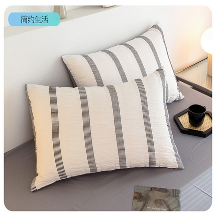 91家纺网 家纺一手货源 找家纺 倾慕家纺 2024倾慕提花全棉3D立体简约纯棉单枕套 华夫生活-蓝