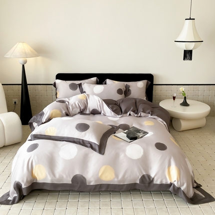 91家纺网 家纺一手货源 找家纺 优悦 2024新款天丝印花四件套 波普时尚-灰