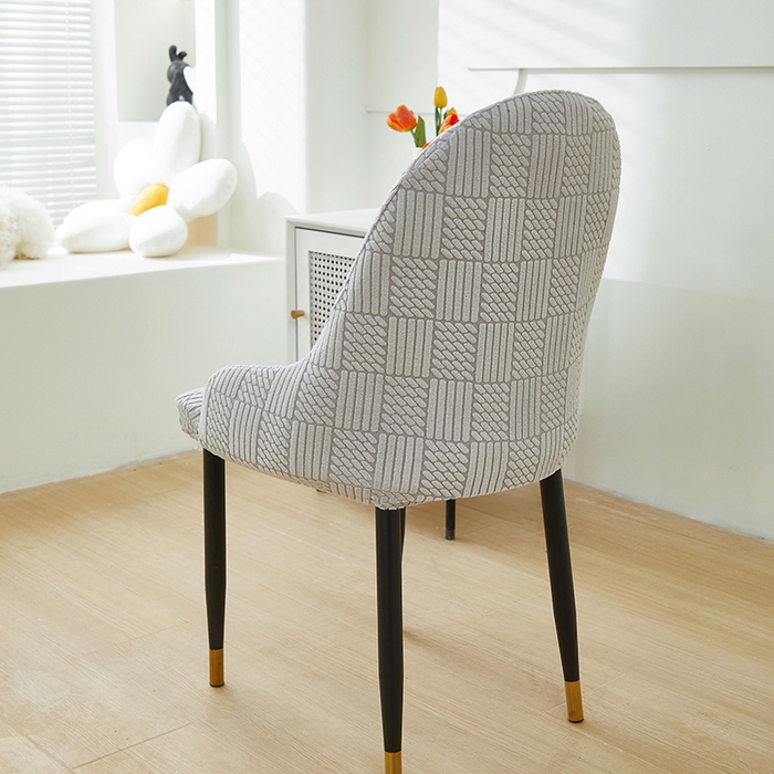 91家纺网 家纺一手货源 找家纺 共鸣沙发套 2024新款摇粒绒提花交织纹系列椅套（扶手款弧形椅套） 格纹-浅灰