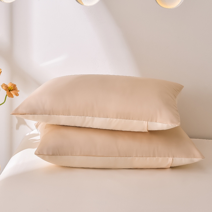 91家纺网 家纺一手货源 找家纺 简爱家纺 2025新款水洗真丝四件套 奶茶咖+暖杏色