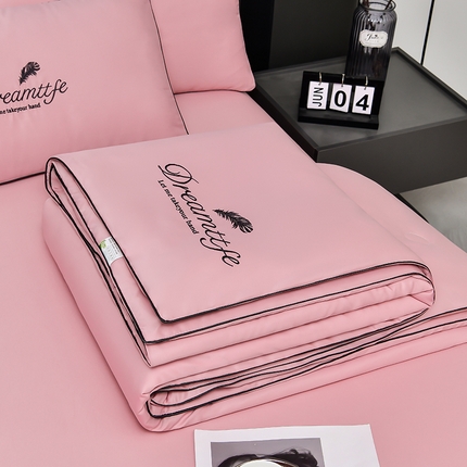 91家纺网 家纺一手货源 找家纺 （总）益多眠 2024爆款水洗真丝夏被四件套冰丝夏被轻奢夏被空调被羽毛夏被四件套绣花夏被