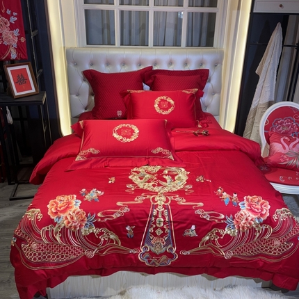 91家纺网 家纺一手货源 找家纺 （总）玖玖爱 2024新款100支提花婚庆四件套