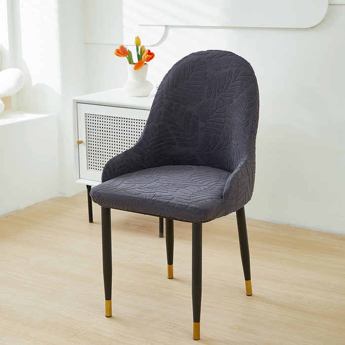 91家纺网 家纺一手货源 找家纺 共鸣沙发套 2024新款臻品提花系列椅套（扶手款弧形椅套） 织叶-碳灰