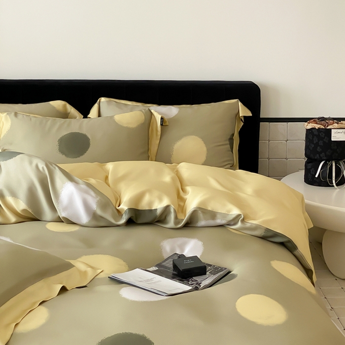 91家纺网 家纺一手货源 找家纺 优悦 2024新款天丝印花四件套 波普时尚-绿