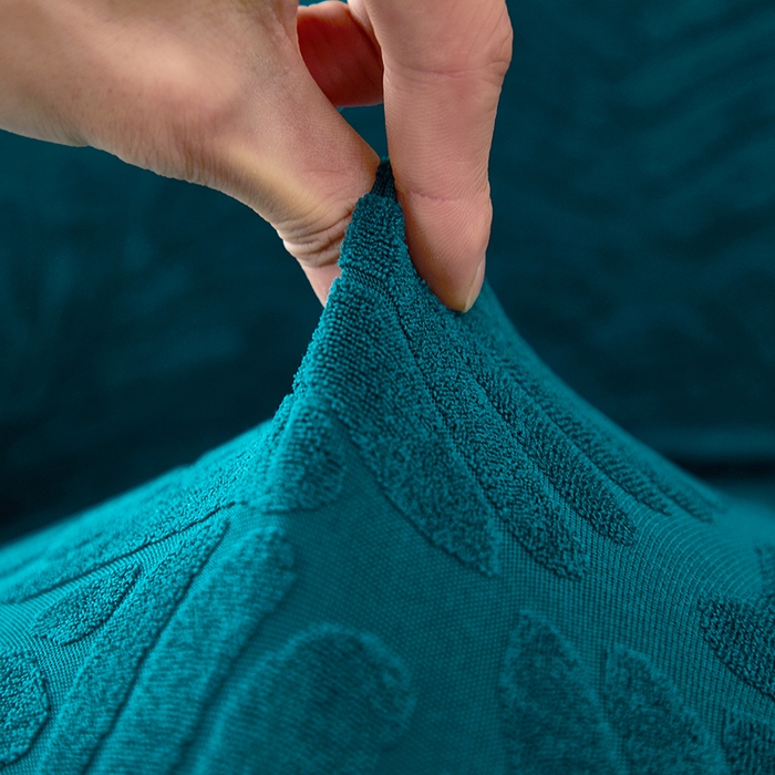 91家纺网 家纺一手货源 找家纺 共鸣沙发套 2024新款臻品提花系列椅套（扶手款弧形椅套） 织叶-杉绿