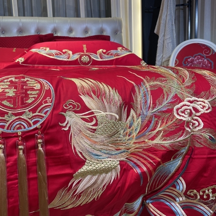 91家纺网 家纺一手货源 找家纺 （总）玖玖爱 2024新款100支提花婚庆四件套