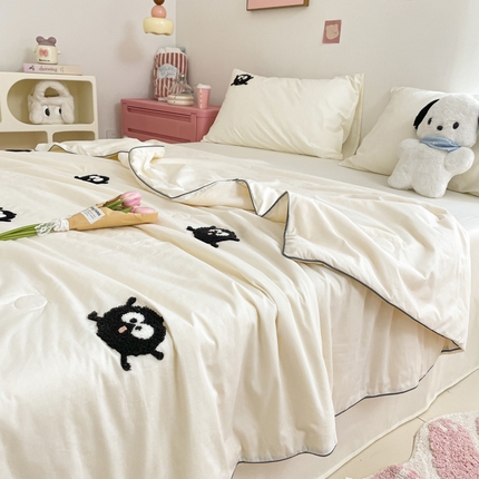 91家纺网 家纺一手货源 找家纺 （总）莱登卡奴 2025春夏款全棉水洗棉毛巾绣大豆夏被