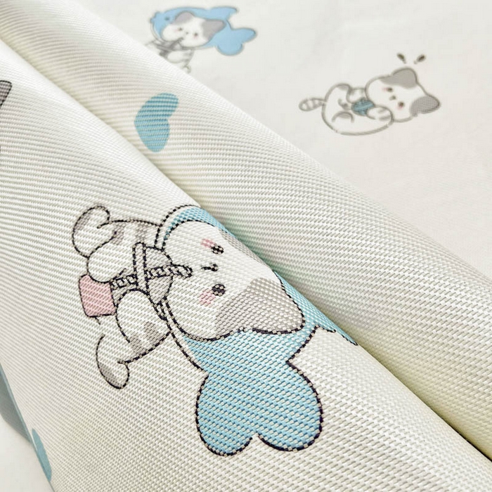 91家纺网 家纺一手货源 找家纺 全季家居 2024新款5A抗菌小清新数码印花冰藤席 贪吃小猫（床笠款）