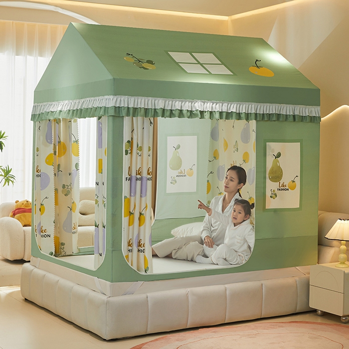 91家纺网 家纺一手货源 找家纺 迪凡保罗 2025新款城堡遮光防摔坐床蚊帐 大吉大梨