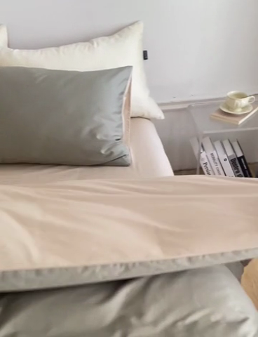 91家纺网 家纺一手货源 找家纺 安莱生活 2024新款100s长绒棉贡缎双拼四件套 高级灰-棕灰