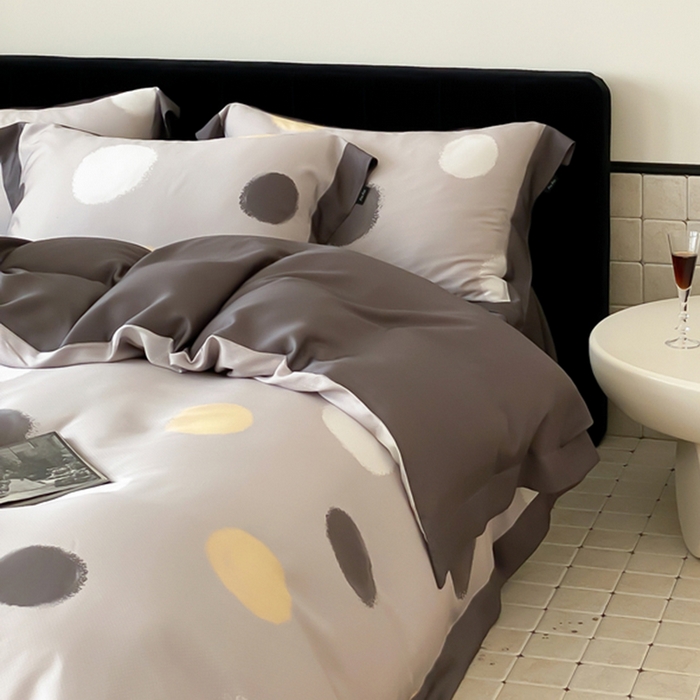 91家纺网 家纺一手货源 找家纺 优悦 2024新款天丝印花四件套 波普时尚-灰