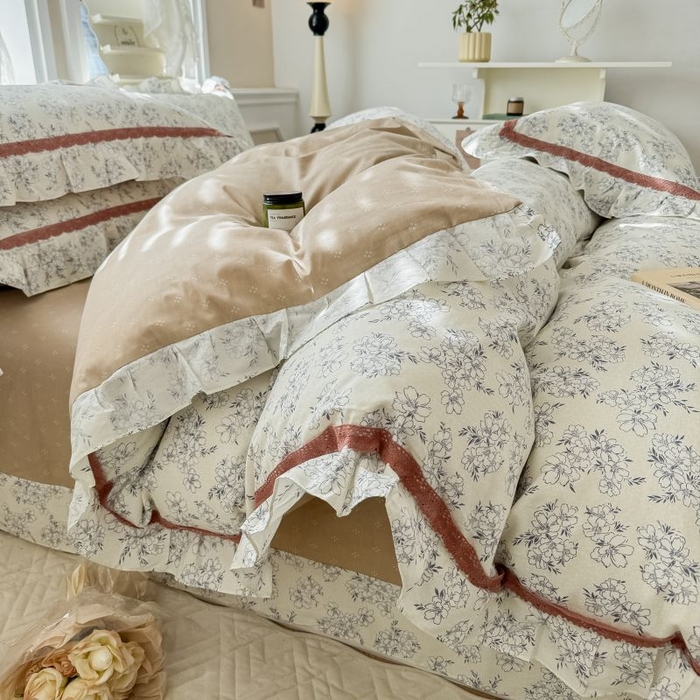 91家纺网 家纺一手货源 找家纺 眠屿家纺 2024新款全棉40支13372花边四件套 南笙