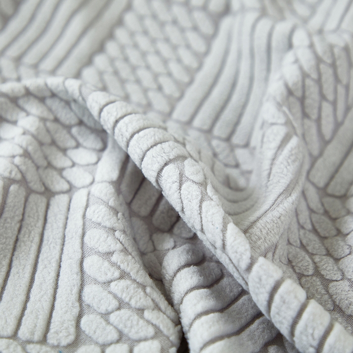 91家纺网 家纺一手货源 找家纺 共鸣沙发套 2024新款摇粒绒提花交织纹系列椅套（扶手款弧形椅套） 格纹-浅灰