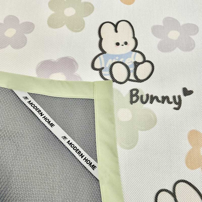 91家纺网 家纺一手货源 找家纺 全季家居 2024新款5A抗菌小清新数码印花冰藤席 花朵兔（床席款）