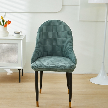 共鸣沙发套 2024新款摇粒绒提花交织纹系列椅套（扶手款弧形椅套） 格纹-墨绿