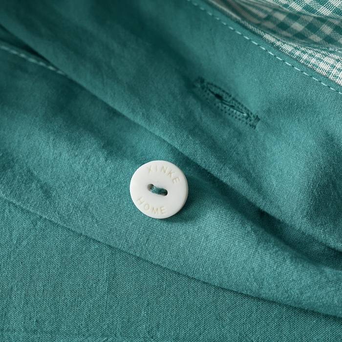 91家纺网 家纺一手货源 找家纺 安莱生活 2024年新品双层纱拼布田园纽扣款四件套 拼布田园纽扣款-乌兰